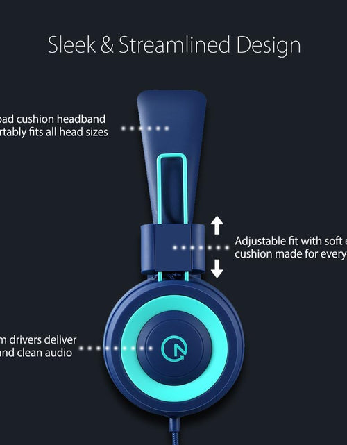 Load image into Gallery viewer, Kids Headphones -  K11 Foldable Stereo Tangle-Free 3.5Mm Jack Wired Cord On-Ear Headset for Children/Teens/Boys/Girls/Smartphones/School/Kindle/Airplane Travel/Plane/Tablet (Navy/Teal)
