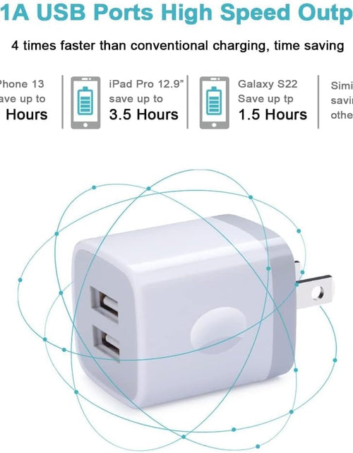 Load image into Gallery viewer, Charger Block, USB Wall Charger, Double USB Fast Charging Cube Block Charger Box, 2.1A Phone Charger Power Adapter 3 Pack for Iphone 15 14 13 12 11 Pro Max XS XR X 8 7 6 Samsung Galaxy S23 A14 Note 20
