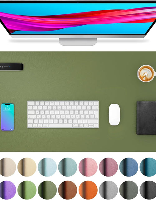 Load image into Gallery viewer, Leather Desk Pad Protector, Mouse Pad, Office Desk Mat, Non-Slip PU Leather Desk Blotter, Laptop Desk Pad, Waterproof Desk Writing Pad for Office and Home (31.5" X 15.7",Olive Green)
