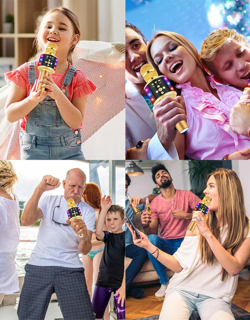 Load image into Gallery viewer, Karaoke Microphone for Kids &amp; Adults - Bluetooth Microphones Singing Mic with Disco Lights, Echo Effect, Built-In Speaker Portable Karaoke Player for Party Travel Gifts Q78(Gold)
