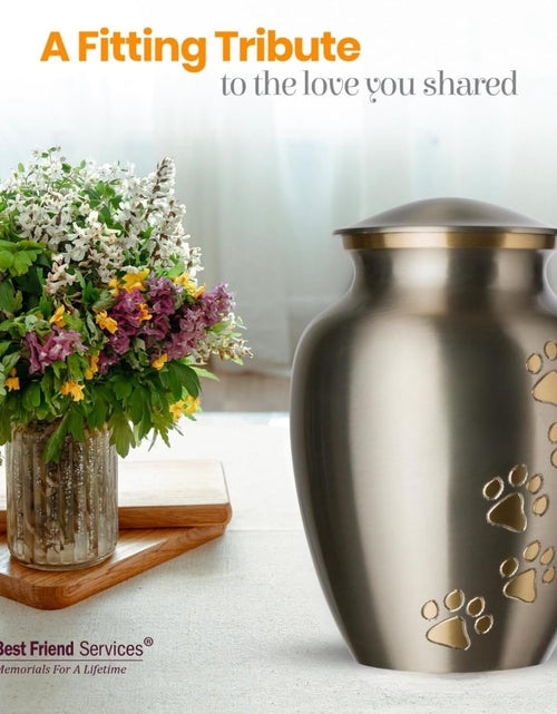 Load image into Gallery viewer, Pet Urn - Ottillie Paws Memorial Pet Cremation Urns for Dogs and Cats Ashes Hand Carved Brass Memory Keepsake Urn
