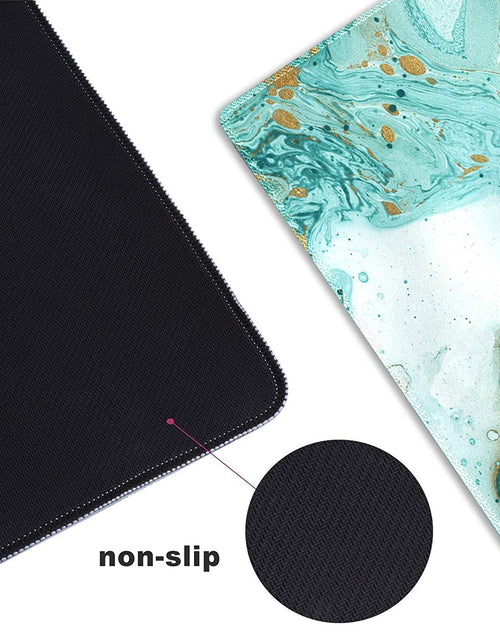 Load image into Gallery viewer, Extended Gaming Mouse Pad XXL  Large Keyboard Mat Long Mousepad Desk Decor Writing Pad Non Slip Rubber Base Stitched Edges for Work, Game, Office, Home, 35.1 X 15.7 In, Teal Turqoise Marble
