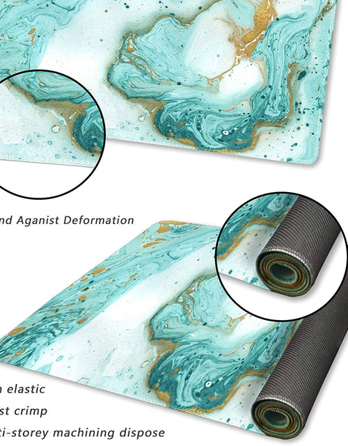 Load image into Gallery viewer, Extended Gaming Mouse Pad XXL  Large Keyboard Mat Long Mousepad Desk Decor Writing Pad Non Slip Rubber Base Stitched Edges for Work, Game, Office, Home, 35.1 X 15.7 In, Teal Turqoise Marble
