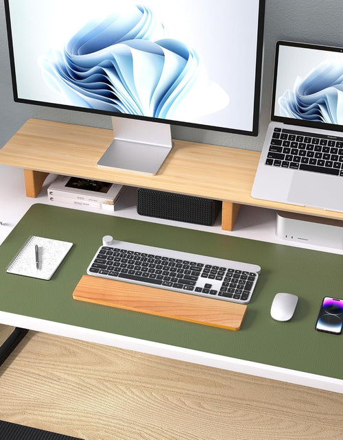 Load image into Gallery viewer, Leather Desk Pad Protector, Mouse Pad, Office Desk Mat, Non-Slip PU Leather Desk Blotter, Laptop Desk Pad, Waterproof Desk Writing Pad for Office and Home (31.5" X 15.7",Olive Green)
