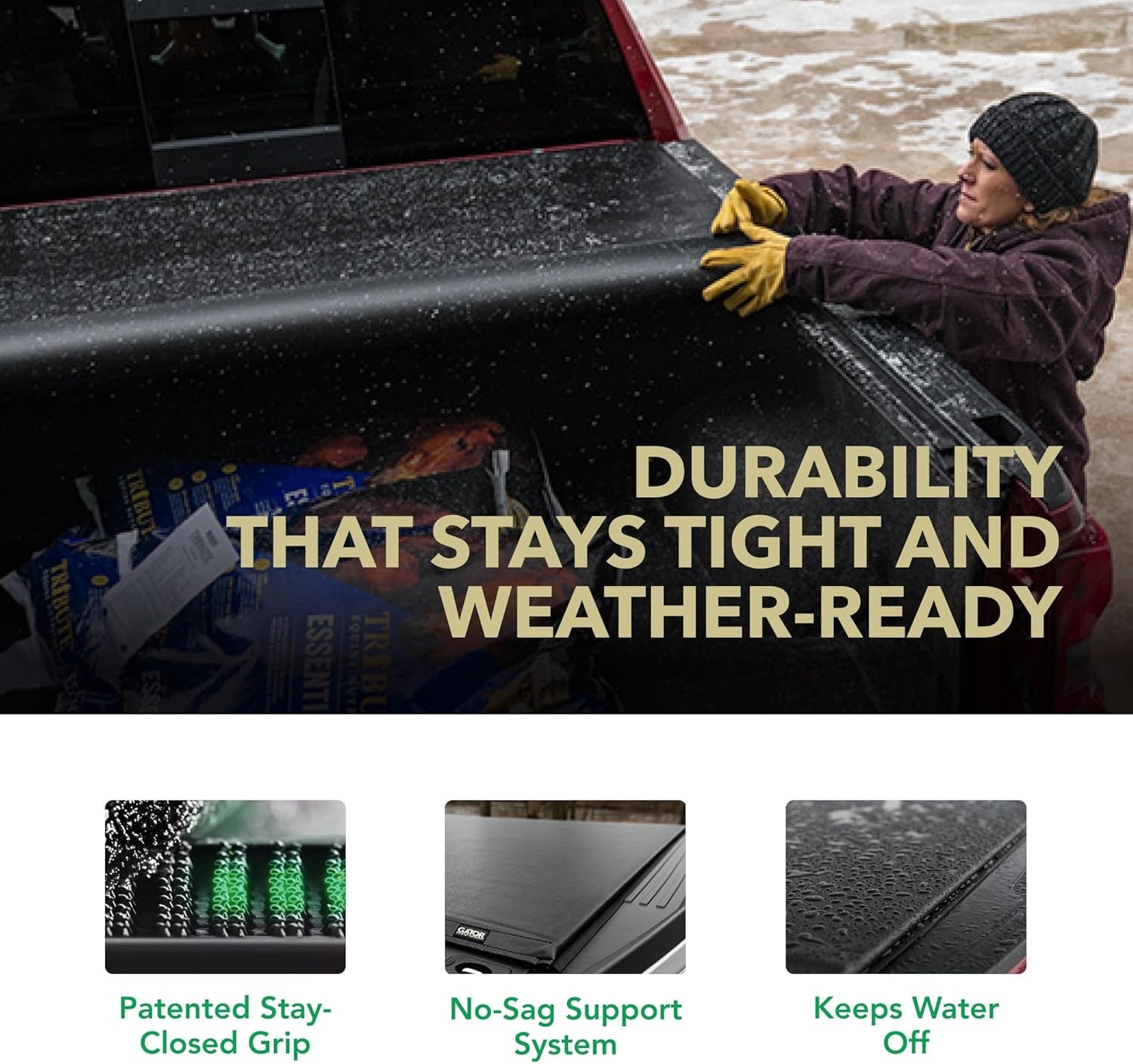 ETX Soft Roll up Truck Bed Tonneau Cover | 53317 | Fits 2015 - 2020 Ford F-150 8' 2" Bed (97.6'')