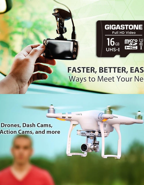 Load image into Gallery viewer, 16GB 2-Pack Micro SD Card, FHD Video, Surveillance Security Cam Action Camera Drone, 85Mb/S Micro SDHC UHS-I U1 Class 10

