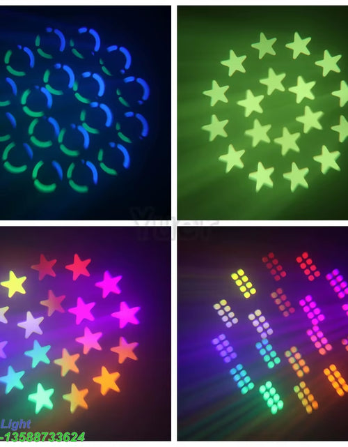 Load image into Gallery viewer, 2Pcs Stage Light Moving Head Light 200W 12 Gobos 8 Colors Spotlight DMX 512 with Sound Activated for Wedding DJ Party Lighting
