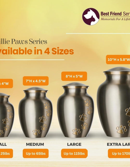 Load image into Gallery viewer, Pet Urn - Ottillie Paws Memorial Pet Cremation Urns for Dogs and Cats Ashes Hand Carved Brass Memory Keepsake Urn
