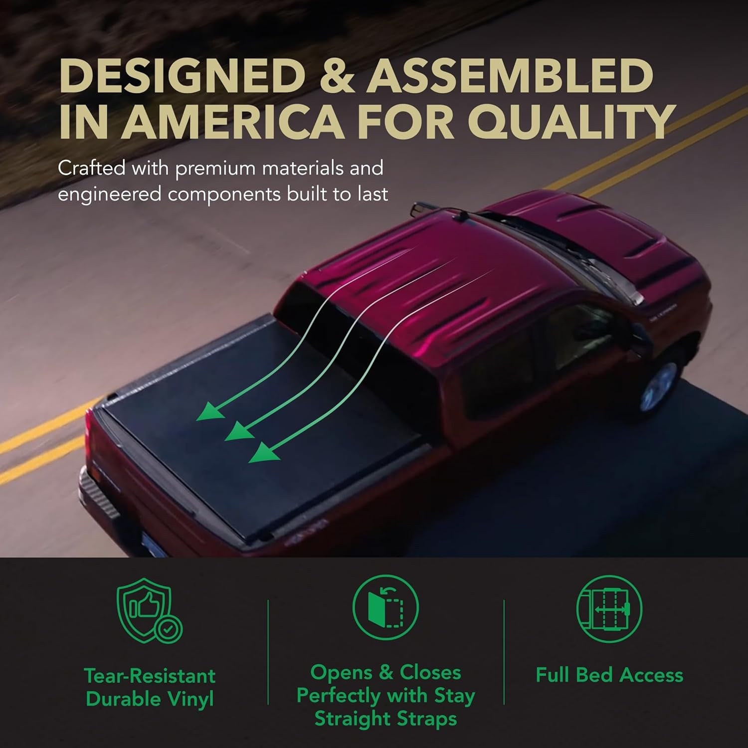 ETX Soft Roll up Truck Bed Tonneau Cover | 53317 | Fits 2015 - 2020 Ford F-150 8' 2" Bed (97.6'')