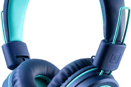 Kids Headphones -  K11 Foldable Stereo Tangle-Free 3.5Mm Jack Wired Cord On-Ear Headset for Children/Teens/Boys/Girls/Smartphones/School/Kindle/Airplane Travel/Plane/Tablet (Navy/Teal)