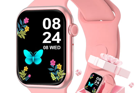 Smartwatch for Women, 1.75“ Smart Watch for Android/Iphone, Make/Receive Calls/Message Alerts/Ip67 Waterproof Outdoor Fitness Tracker Smartwatch (Pink)