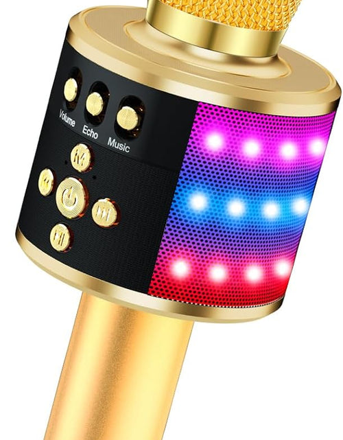 Load image into Gallery viewer, Karaoke Microphone for Kids &amp; Adults - Bluetooth Microphones Singing Mic with Disco Lights, Echo Effect, Built-In Speaker Portable Karaoke Player for Party Travel Gifts Q78(Gold)
