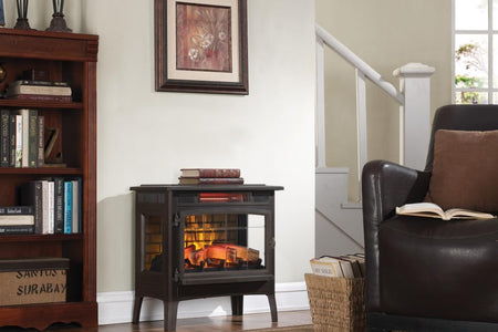 3D Infrared Electric Fireplace Stove with Remote Control - Portable Indoor Space Heater - DFI-5010 (Bronze)