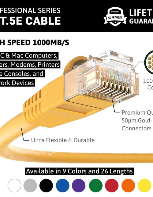 Load image into Gallery viewer, (10 Pack) Ethernet Cable CAT5E Cable UTP Booted 20 FT - Yellow - Professional Series - 1Gigabit/Sec Network/Internet Cable, 350MHZ
