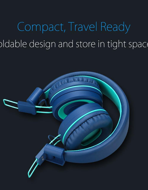 Load image into Gallery viewer, Kids Headphones -  K11 Foldable Stereo Tangle-Free 3.5Mm Jack Wired Cord On-Ear Headset for Children/Teens/Boys/Girls/Smartphones/School/Kindle/Airplane Travel/Plane/Tablet (Navy/Teal)
