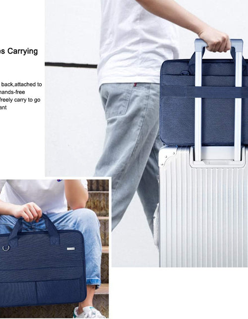 Load image into Gallery viewer, Laptop Bag Case 17 17.3 Inch, Waterproof Computer Sleeve Cover Compatible with Macbook 17, 17-18 Inch HP Acer Dell Lenovo ASUS Laptop, Slim Briefcase with Shoulder Strap, Blue

