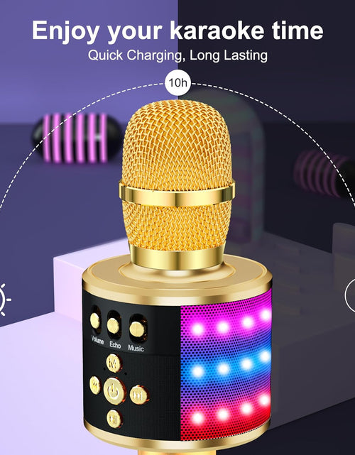 Load image into Gallery viewer, Karaoke Microphone for Kids &amp; Adults - Bluetooth Microphones Singing Mic with Disco Lights, Echo Effect, Built-In Speaker Portable Karaoke Player for Party Travel Gifts Q78(Gold)
