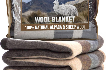 100% Natural Alpaca and Merino Wool Blanket, Andean Collection, Twin Size Blanket - Thick, Soft and Warm, Rustic Woven Blanket, Made in Peru