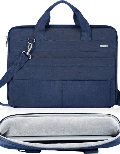 Load image into Gallery viewer, Laptop Bag Case 17 17.3 Inch, Waterproof Computer Sleeve Cover Compatible with Macbook 17, 17-18 Inch HP Acer Dell Lenovo ASUS Laptop, Slim Briefcase with Shoulder Strap, Blue
