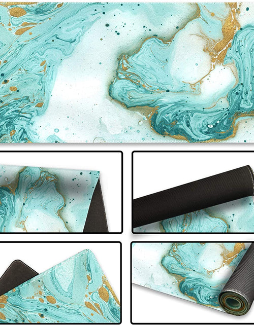 Load image into Gallery viewer, Extended Gaming Mouse Pad XXL  Large Keyboard Mat Long Mousepad Desk Decor Writing Pad Non Slip Rubber Base Stitched Edges for Work, Game, Office, Home, 35.1 X 15.7 In, Teal Turqoise Marble
